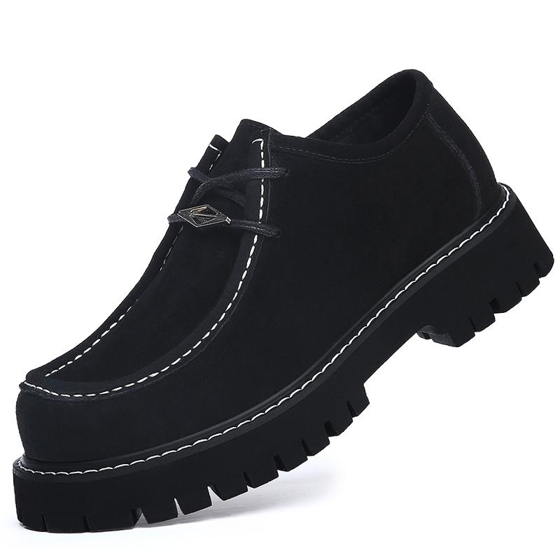 

Casual thick soled men s shoes Comfortable and classic style Office or business work Luxury shoes genuine leather Suit derby 44 чёрный