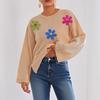 Three-dimensional Colorful Flower Patchwork Autumn and Winter Loose, Comfortable and Casual Long-sleeved Top, Round-neck Pullover Sweater for Women