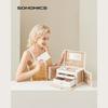 SONGMICS Jewellery Box, Organiser with 2 Drawers, Lockable Case with Mirror, Portable Travel Case, for Rings, Bracelets, Earrings, Necklaces