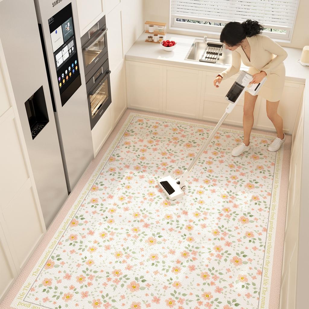 Modern Simple Kitchen Floor Mat PVC Leather Waterproof Oil-proof Carpet Large Floral Anti-fouling Balcony Rugs Tapete De Cozinha