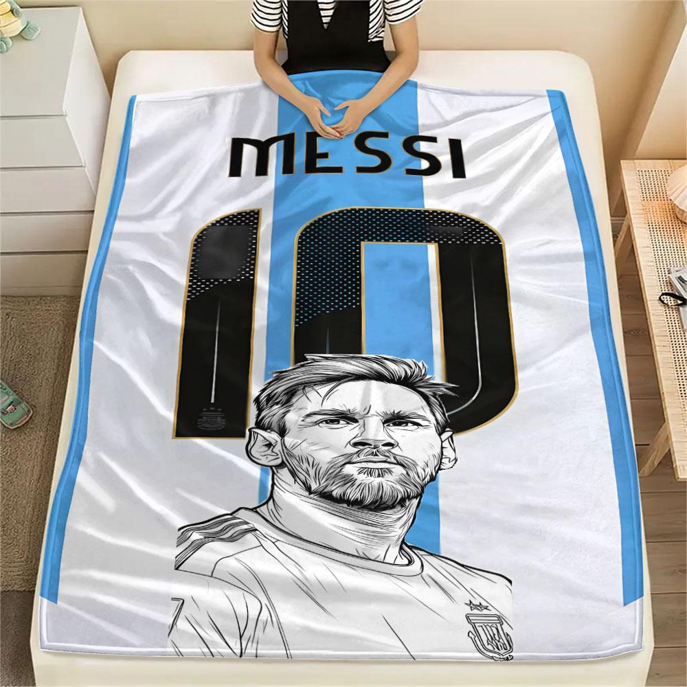 1PC Messi Patterned Flannel Blanket Suitable For All Seasons for Home Decor Warmth and Comfort Gifts Holiday Present