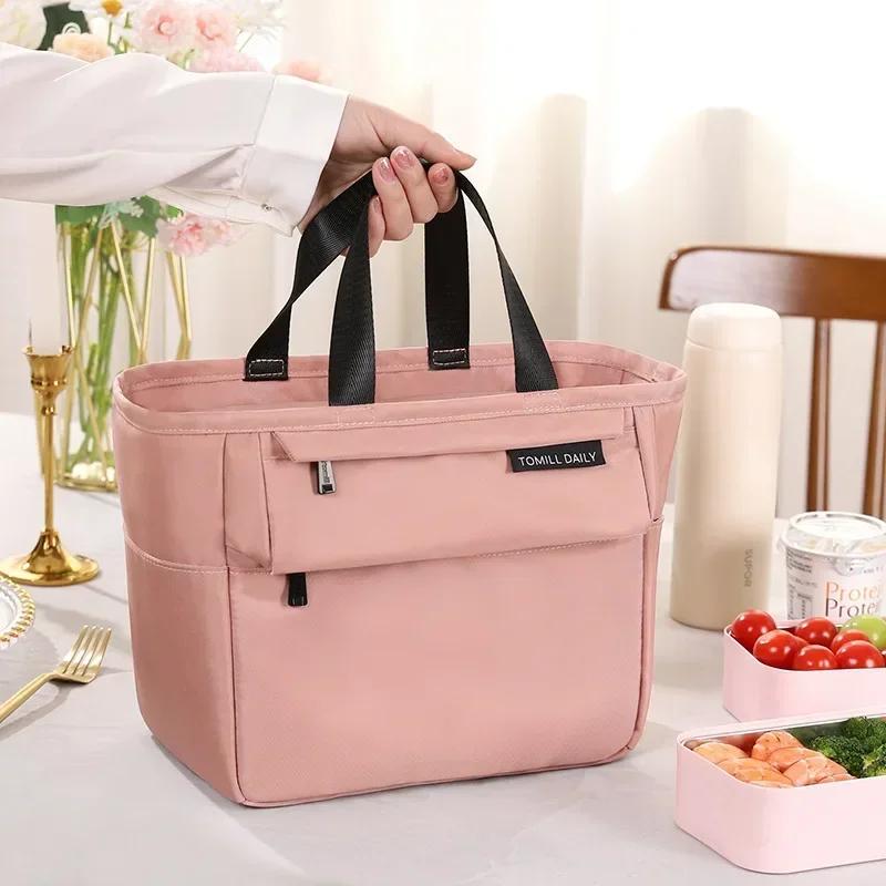 Isolert Bento Lunsjboks Termisk Bag Stor Kapasitet Mat Glidelås Oppbevaringsposer Beholder for kvinner Kjølere Reise Piknik Håndvesker