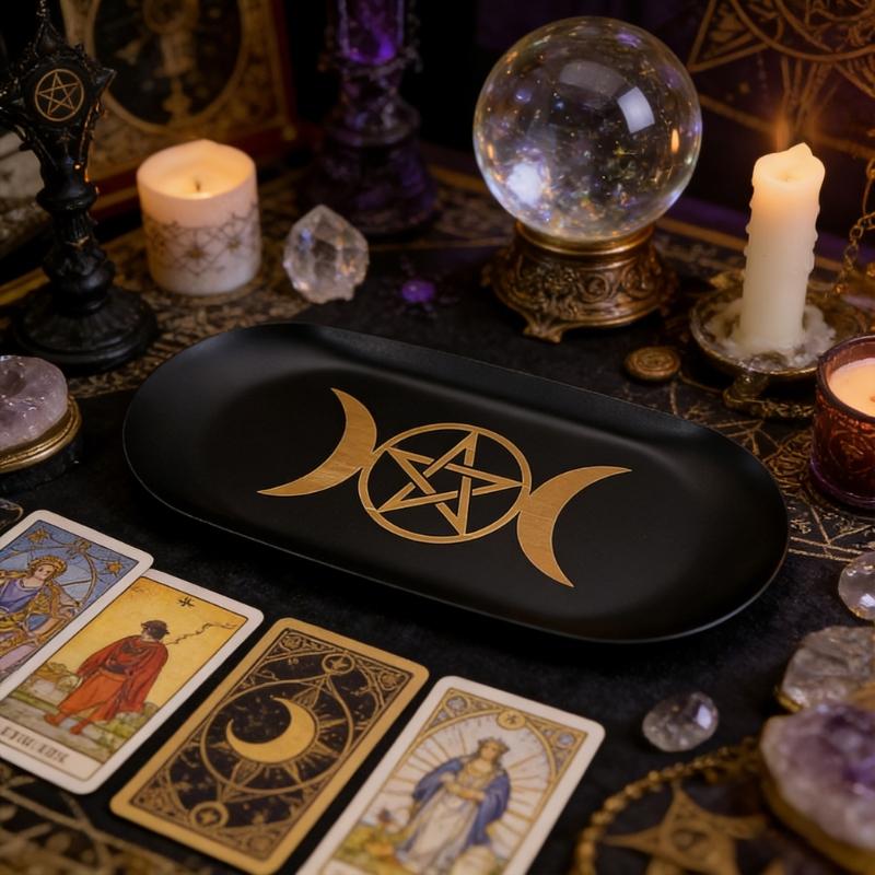 Tarots Candle Holder Board Astrology Candlestick Altars Plate Witchcraft Wiccan Divinations Decors Candle Holder Tray