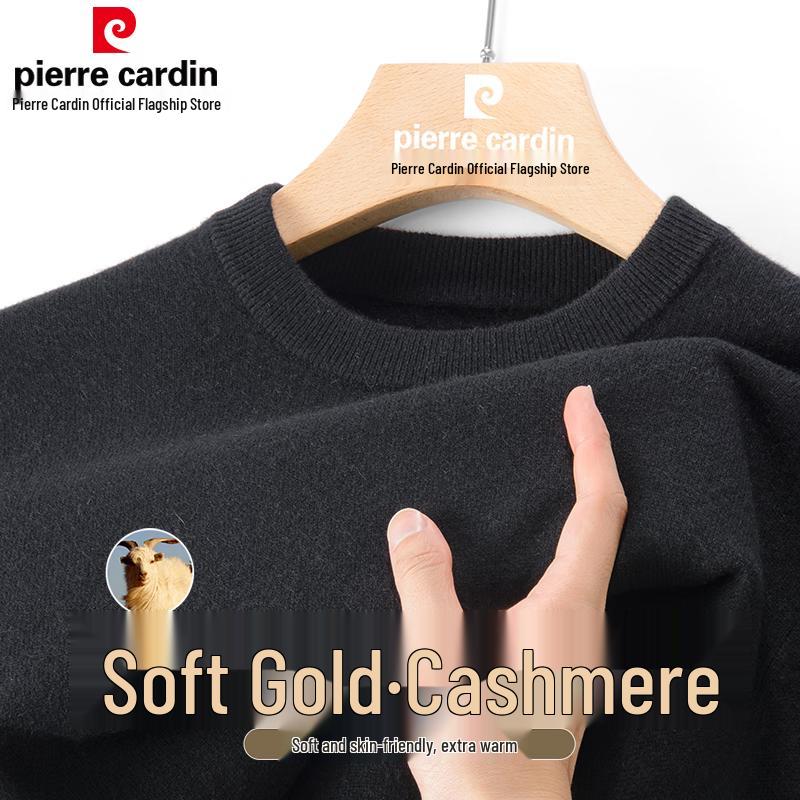 Pánský svetr s kulatým výstřihem z čistého kašmíru Pierre Cardin