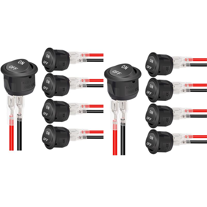 12V Round Rocker Switch AC 6A/250V 10A/125V SPST 2 Pin 2 Position On/Off Toggle Switch for Car Boat Automotive RV Black