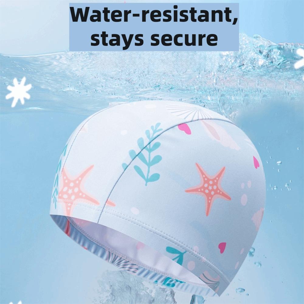 Hohe Elastizität Badekappe Polyester Kinder Badekappe Bequeme Schwimmkappe Mädchen