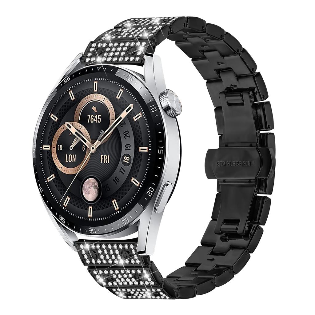 For Samsung Galaxy Watch Ultra 47mm Band Alloy Metal Rhinestones Decor Watch Strap with Butterfly Clasp