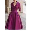 Women's Temperament Formal Waist Dress Skinny Elegant Long-sleeved Long Dress