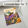 Floral Garden Theme Crystal Velvet Rug Personalized Custom Name Text Soft Floor Mat Home Decor