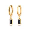 Lokaer Stainless Steel Geometric Square Hoop Earrings Sparkling Cubic Zirconia Crystal Earrings Jewelry For Women