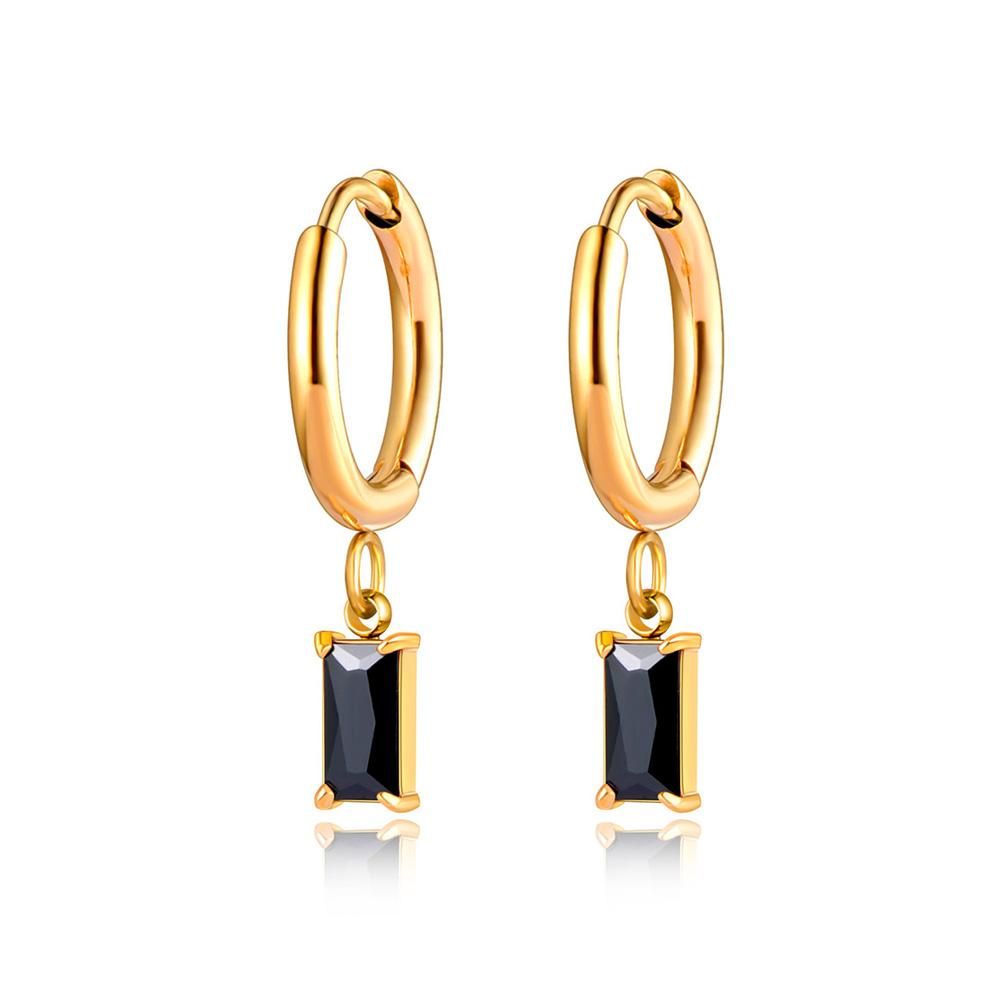 Lokaer Stainless Steel Geometric Square Hoop Earrings Sparkling Cubic Zirconia Crystal Earrings Jewelry For Women