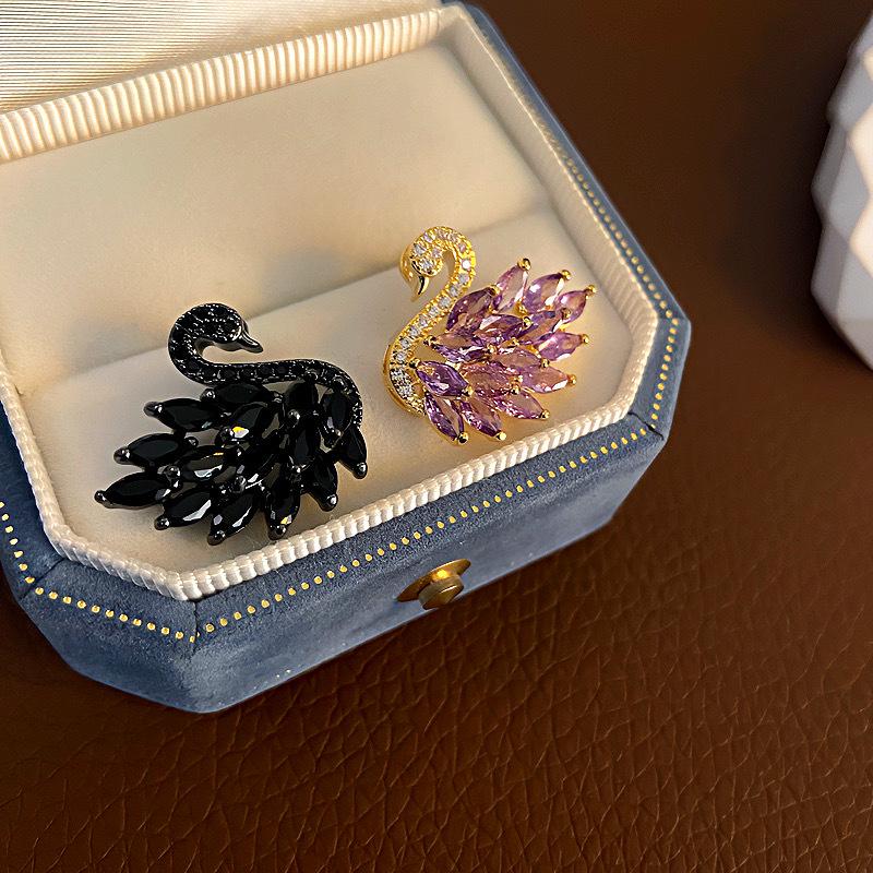 S925 Silver Needle Swan Earrings with Micro-Inlaid Zircon – Elegant, Fashionable, and Versatile
