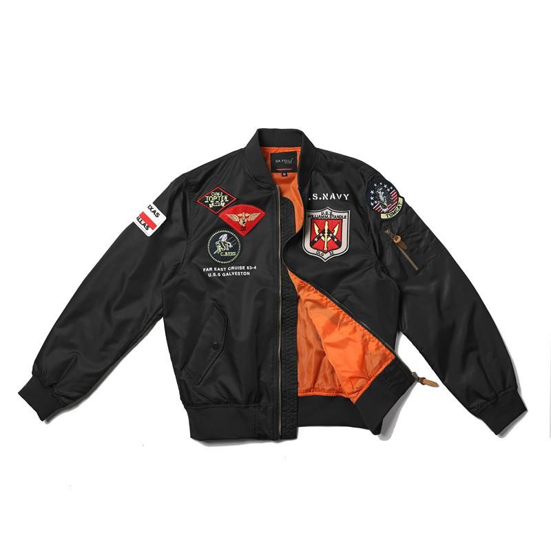 Mens MA1 Flight Jacket Vintage Bomber Embroidered Casual Windproof Coat