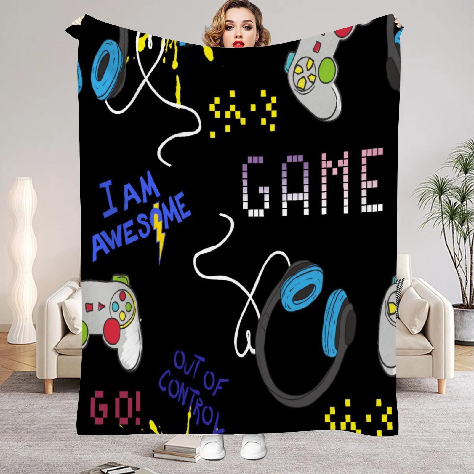 

1PC Anime Gamer Blankets Flannel Fleece Blanket Lightweight Cozy Throw Blanket For Couch Sofa Camping Adults Teens Bedroom Decor 75x100cm