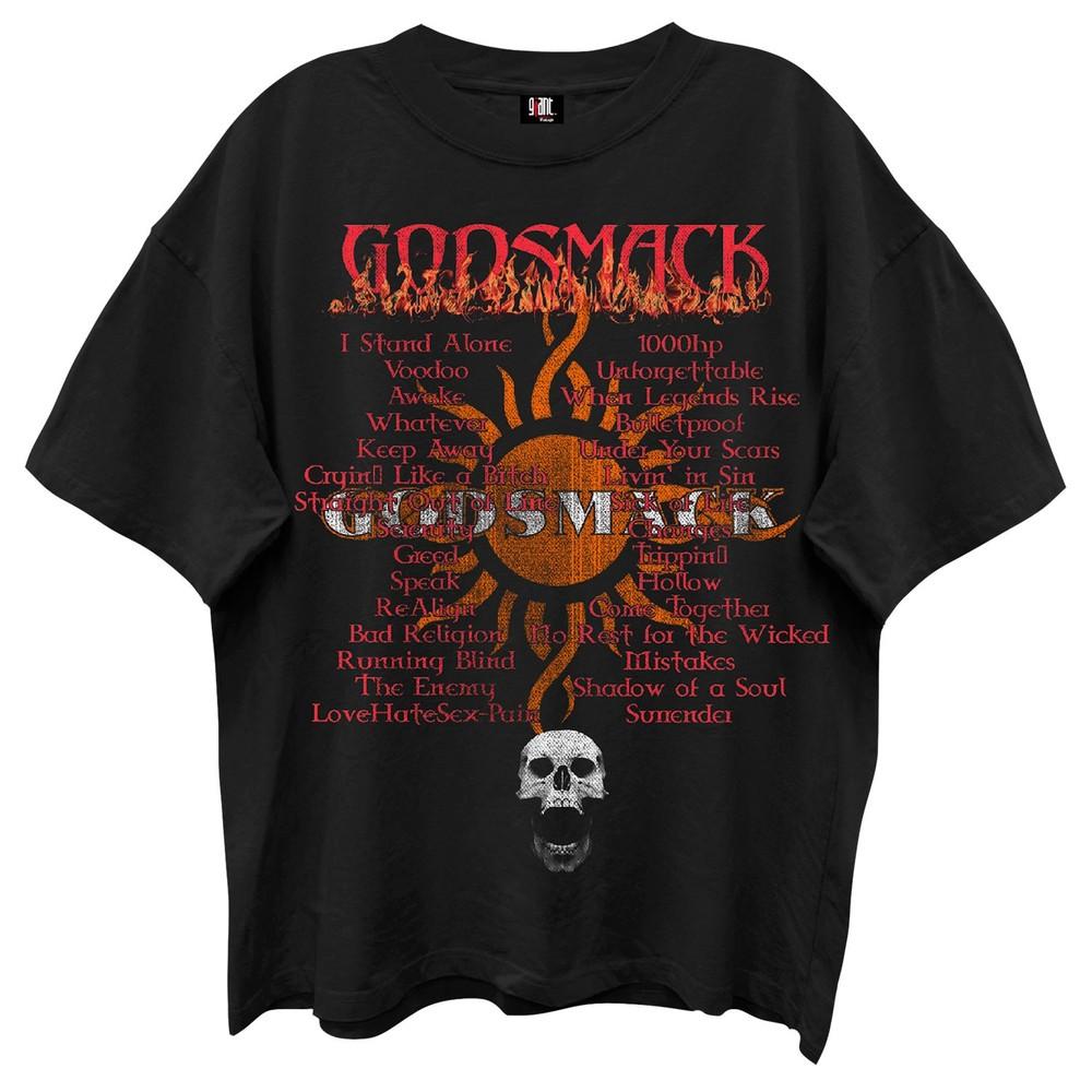 Godsmack Skull & Song Titles Vintage T-shirt Medium Jet Unisex T-Shirt XXXL