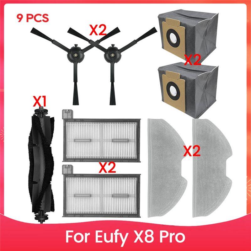 

AEE4-For Eufy X8 Pro Robot Side Brush Filters Mop Cloths Mop Cloth Rag Dust Bag Vacuum Cleaner Parts Replacement Accessories