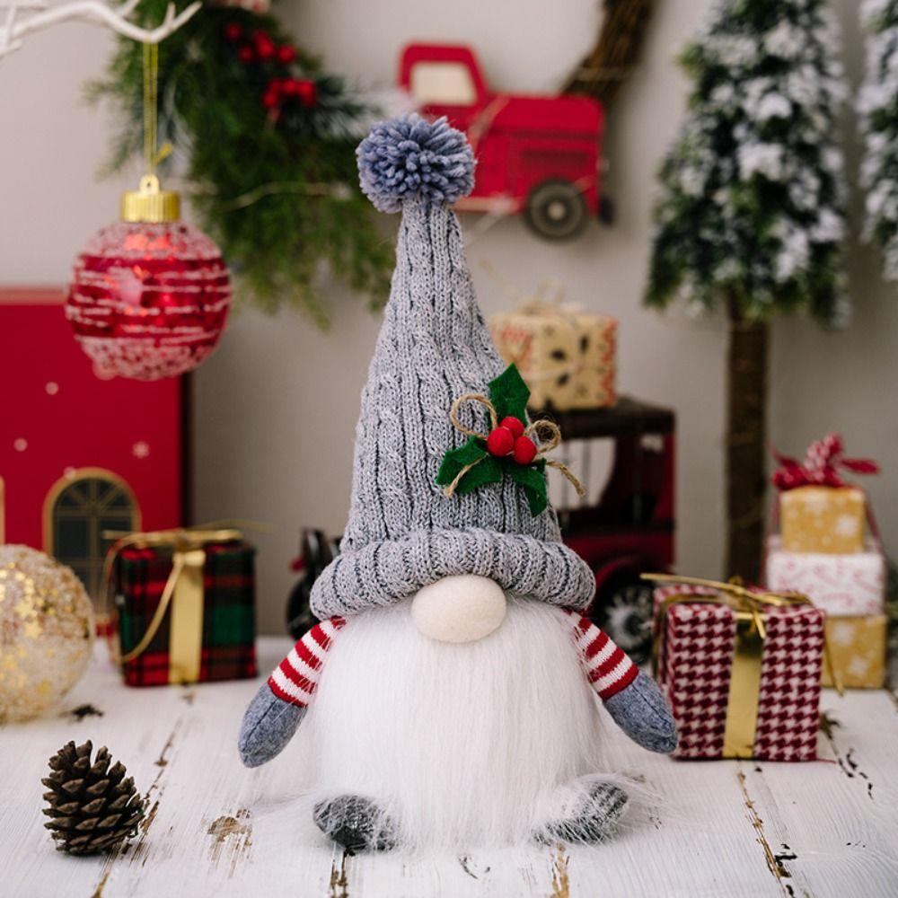 With Lights Christmas Dwarf Knitted Hat Gnome Doll Faceless Doll Cartoon Dwarf Doll  Party