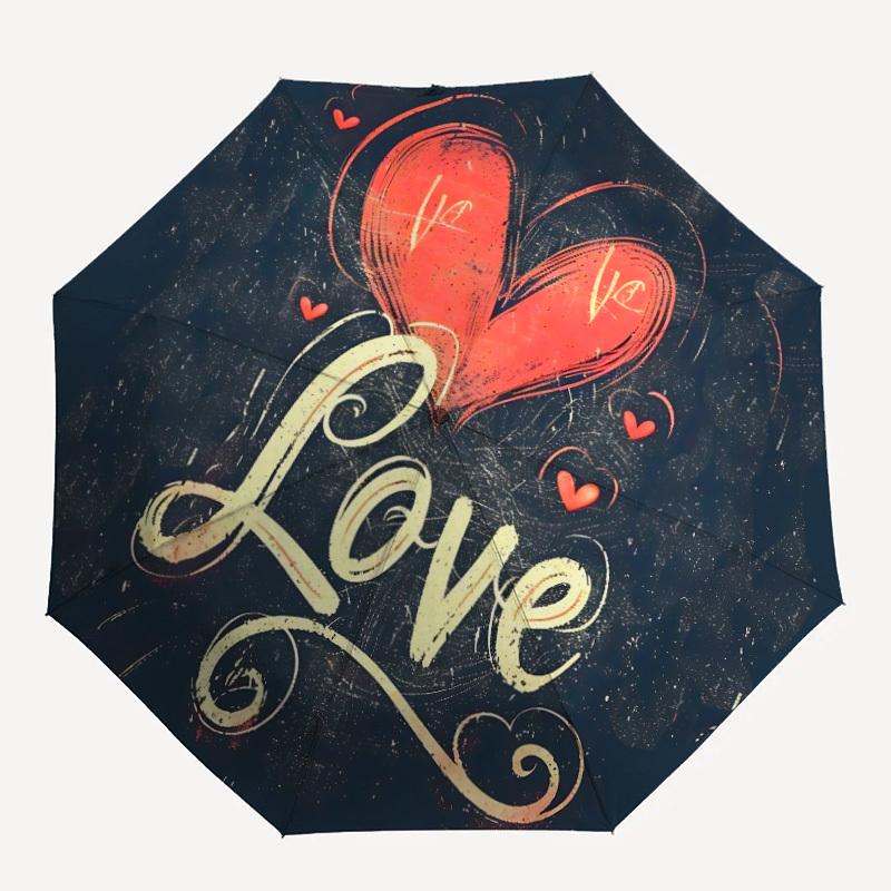 1pc Love Heart Automatic Open/Close Umbrella Compact Folding Umbrella, All-Season Portable Umbrella for Women/Men260