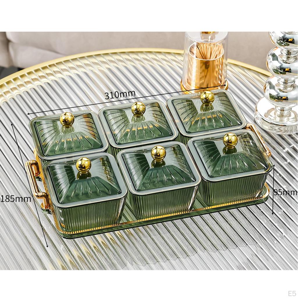 Divided Serving Dishes 6 Removable Bowl Appetizer Condiment Server Food Storage Organizer
