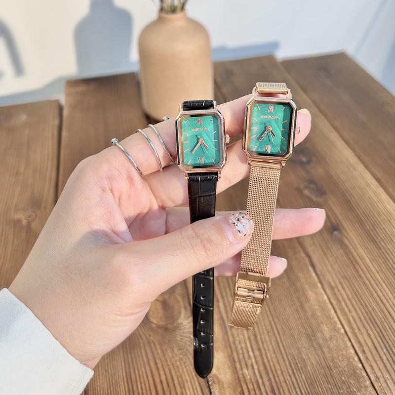 Female Niche High School Girl High School Fashion Green Watch Simple Style Birthday Gift