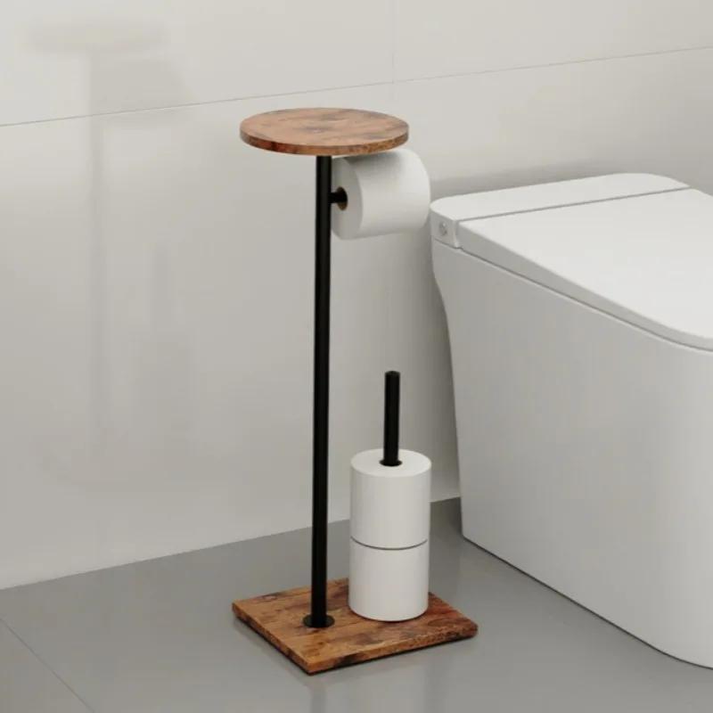 Floor Toilet Paper Holder Bathroom Tissue Rack Multifunctional Tissue Holders Wood Elegant Napkin Racks Bathrooms Accessories