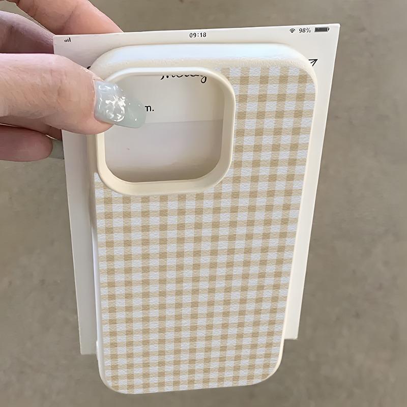 Simple Striped Grid Lychee Texture Phone Case For iPhone 11 12 13 14 15 16 17 Pro Max 14 15 Plus 17 Air Silicone Soft Cover