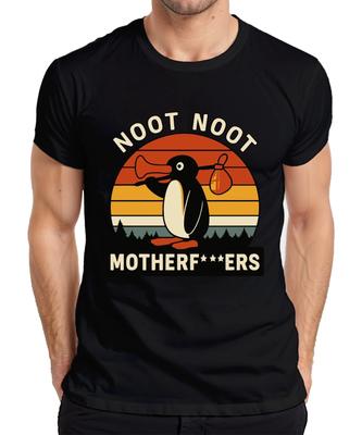 Noot Noot Motherf***ers Retro Penguin Sunset Vintage Mens T-Shirt-