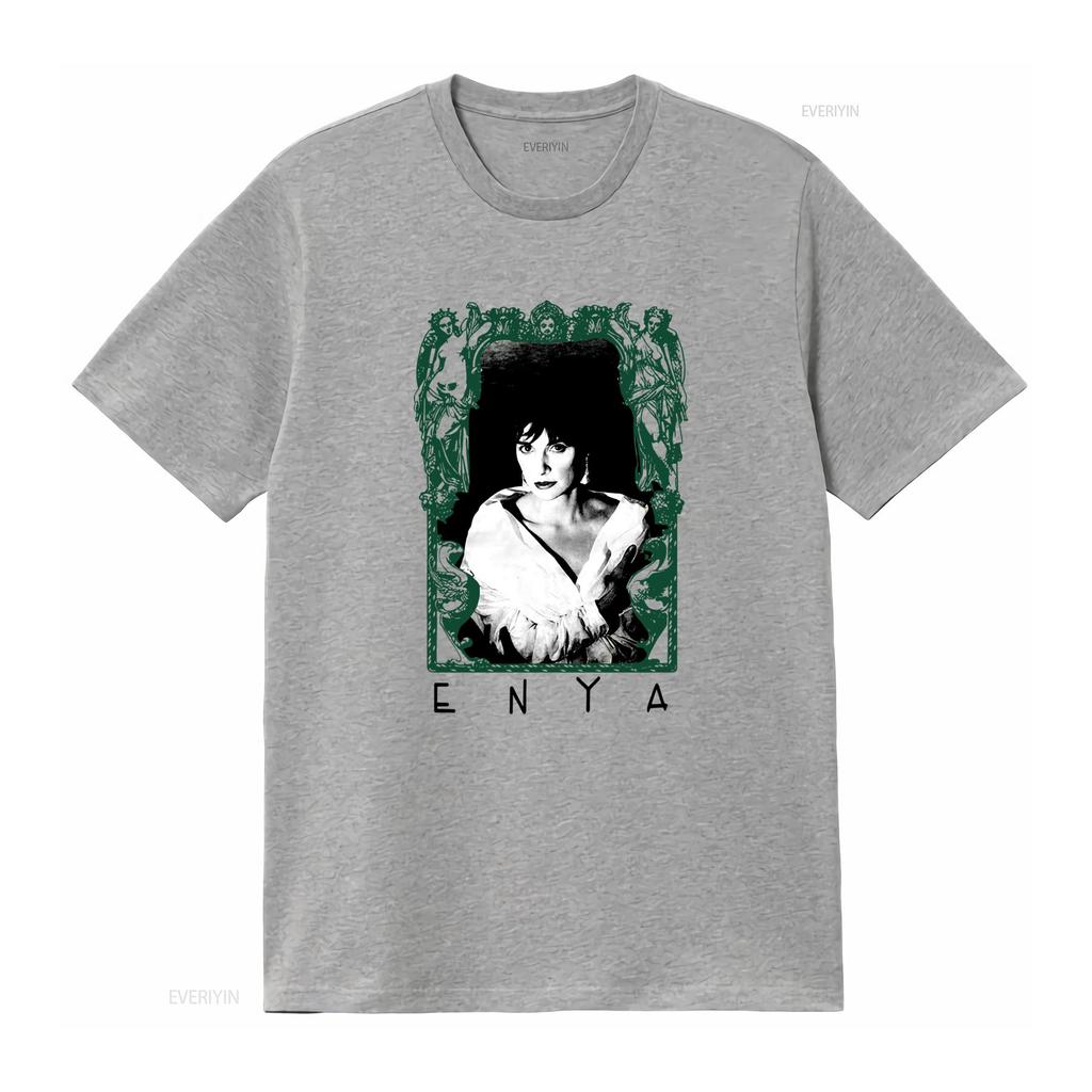 Vintage Enya Porträt T-Shirt für Erwachsene in den Größen S 5XL mit Gothic-Rahmen-Design vintage gewaschen Mode dehnbar Unisex homme