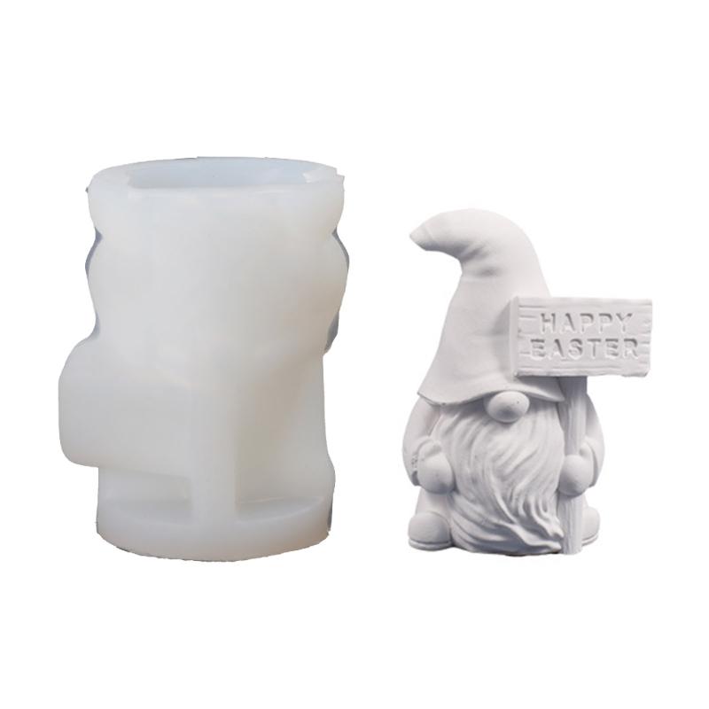 PåskeNisse Resinform 3D Ansiktsløs Gammel Mann Stearinlysform DIY Dverg Såpehåndverk Påske Vårfestrekvisita