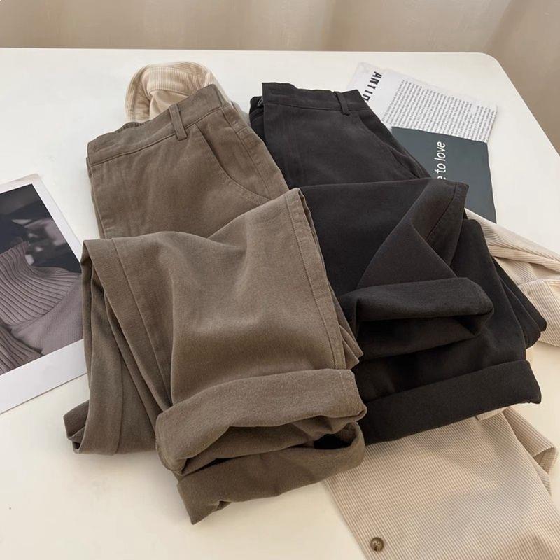 

Plus Size High Waist Cargo Pants for Women - Korean Style Loose Fit, Neutral BF, Straight Leg, Casual Versatile Design. 4XL (Recommended 245-300 jin) верблюд