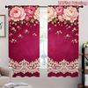 2PCS Digital Printed Curtains, Rose Pink Peony Pattern, Elegant Luxurious Style for Living Room Bedroom Apartment Home Decor