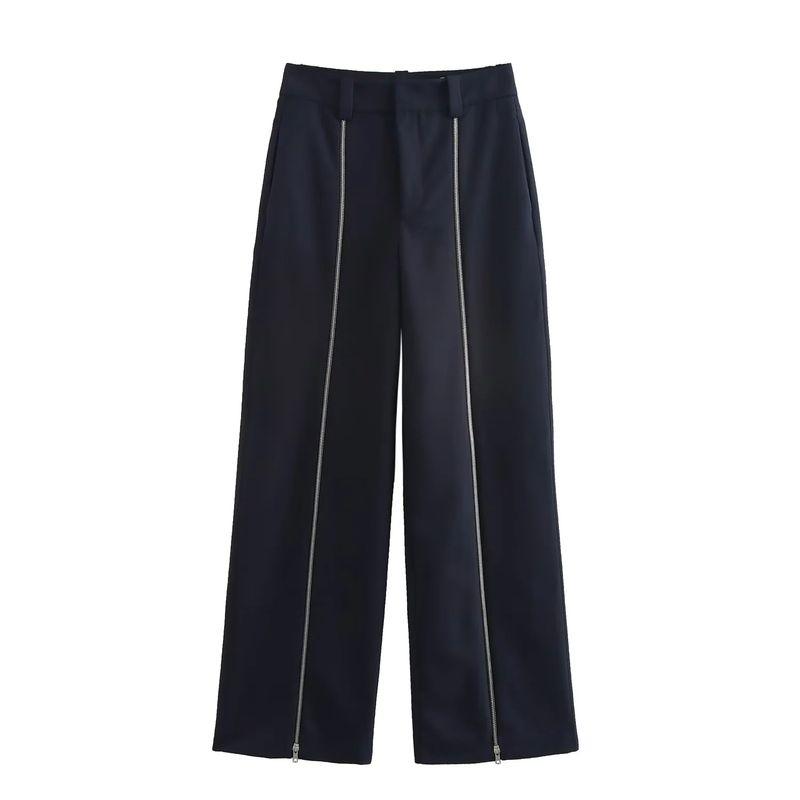 Kaslead New Arrival Women's Clothing Fashion Style Stylish Simple and Versatile Zipper Ornament Straight-Leg Pants 8484683