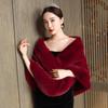 Burgunderrote Hochzeitsjacke Kunstpelz Wickel Braut Winter Warm Cape Pelz Schal Bolero Oberbekleidung Accessoires