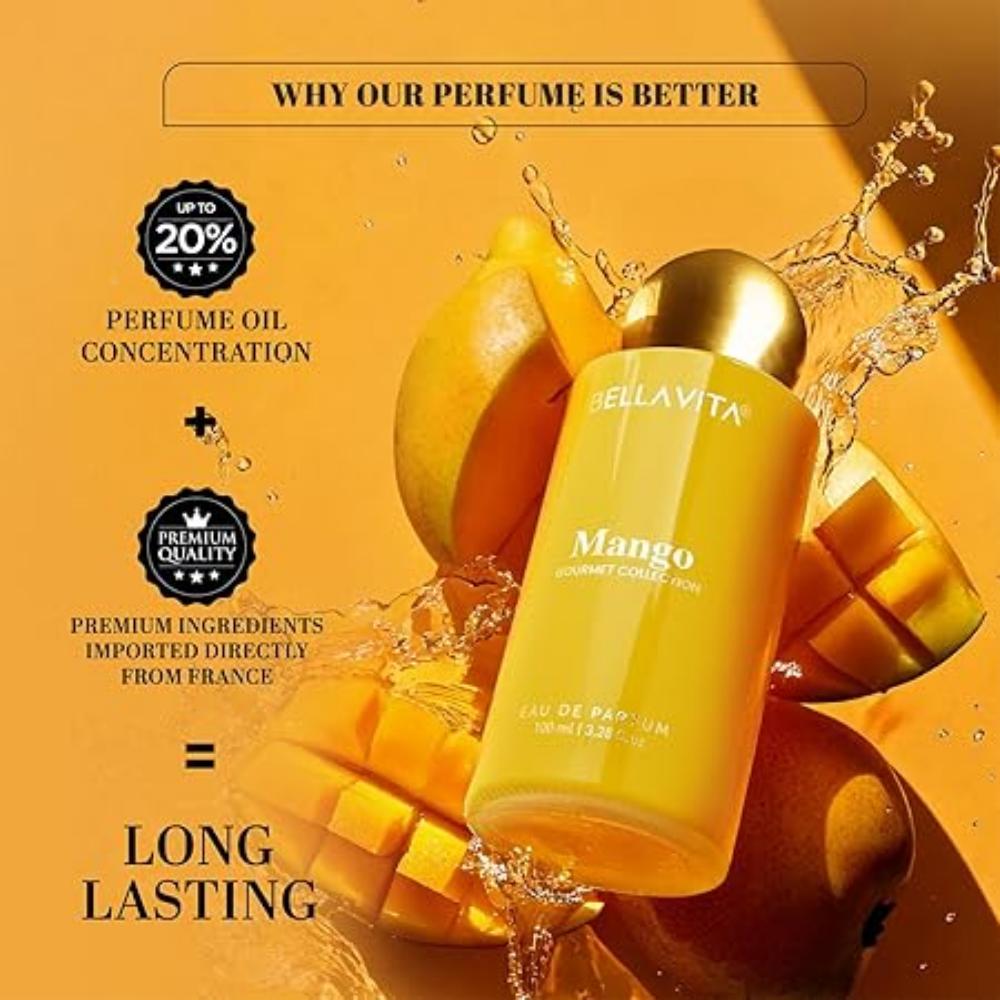BELLAVITA Gourmet Collection Mango | Langvarig | EDP 100ml | Floral, Woody, Søt Premium Unisex-duft for menn og kvinner