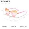 New children's gradual change cat's eye frameless sunglasses girls personality street concave shape essential sunshade sunglasses