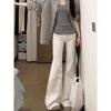 Women's High-Waisted White Micro-Flare Jeans - Non-Sticky, Loose, Slimming Bell Bottoms for Spring/Summer 2025.