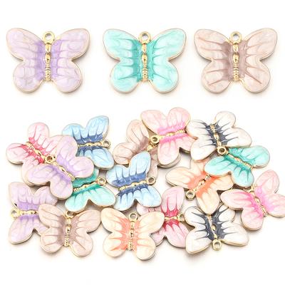 2Pcs/lot Colorful Butterfly Charms Pendant Stainless Steel Oil Drop Charms DIY Necklace Bracelet for Jewelry Making Accessories