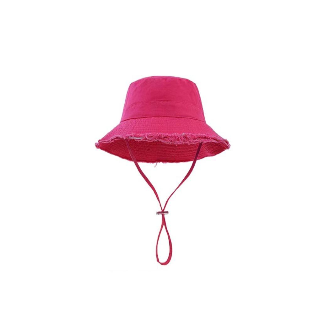 Solid Color Rough Edge Fisherman Hat Wide Brim Bucket Hat Fashion Outdoor Sun Hat  Male