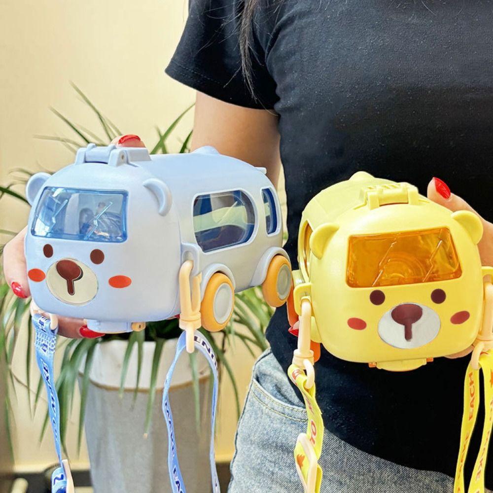 Cartoon Bus Car Water Cup Large Capacity Baby Water Bottle Cute Bounce Straw Kettle  Drinkware