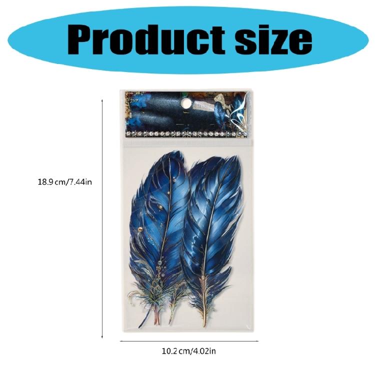 5Pcs Retro Gold Foil Feather Sticker Adhesive PET Sticker Water Resistant Decorative Sticker for Journal Photo Album