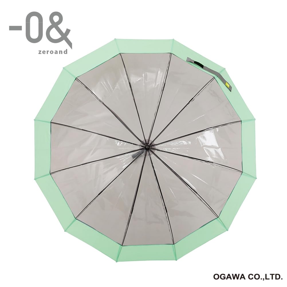 Ogawa Rain Long 12 Zero Nano Manual Safety 52339 Women's Umbrella, Umbrella, Ribs, 60cm, & Mint, Water-Repellent, Opening, Patchwork, Cover,
