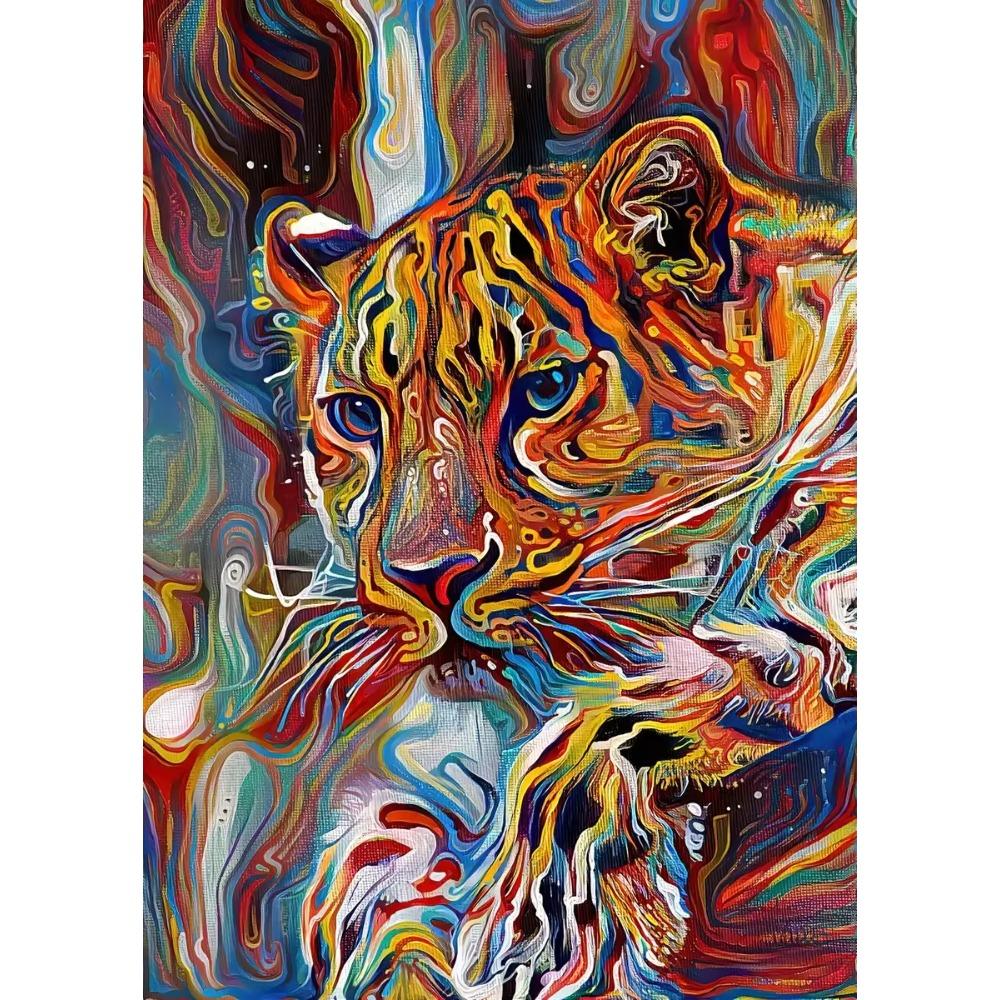 Canvas Abstract Animals Lion Tiger Cat Colour Retro Wall Decoration Pictures Living Bedroom Decor Posters
