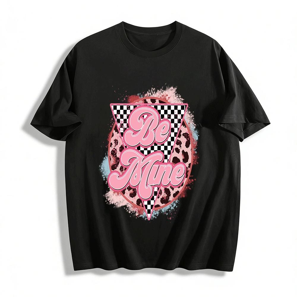 

Vintage Cool Leopard Checkerboard Be Mine Print Casual Top Pure cotton T-shirt XXS