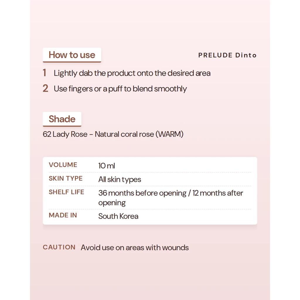 [62 Lady Rose] PRELUDE Dinto La Belle Rose Liquid Cheek 10 ml