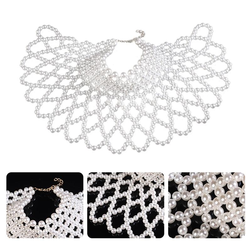Pearl Body Chain Fashion Shoulder Necklace Bra Jewelry for Woman Costume New Year Party Dance Party Theme Party Gift