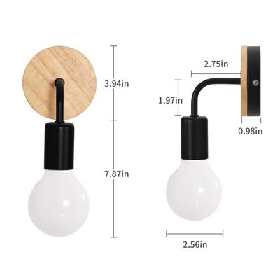 Wandleuchte Modern Mini Wandleuchte (KEINE Glühbirne) Industrielle klassische Wandleuchte mit Holzsockel für Schlafzimmer, Badezimmer, Flur