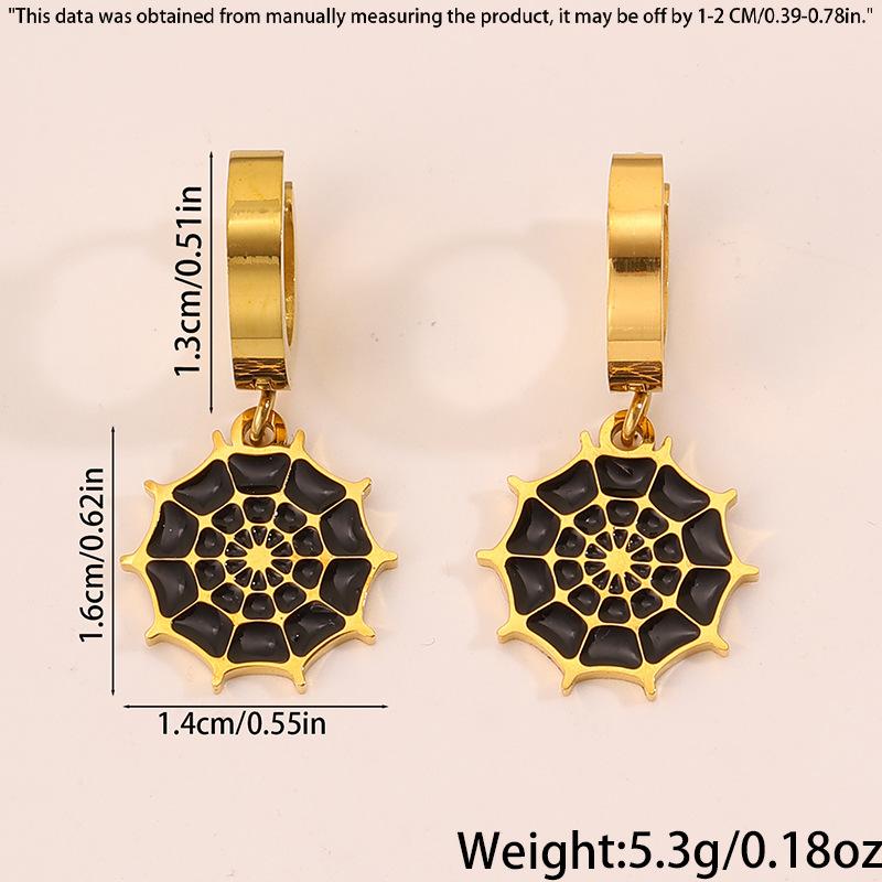 Titanium and Steel Earrings - Halloween Style Earrings - Pumpkin Head Witch-style Vintage Earrings