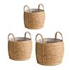 Round Wicker Planter Basket with Handles Indoor Outdoor Plants Rattan Woven Planter Pot Home Living Room Balcony Garden Decorative Flower Pot