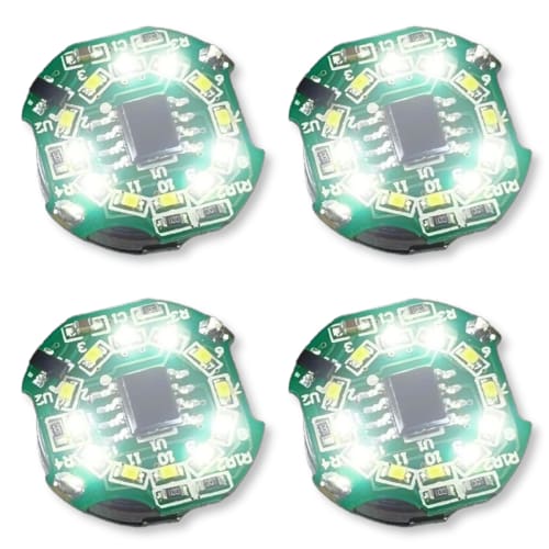 Lezalic Rotating and Flashing LED Lights, Small, Set of 4, Powered by Button Cell Batteries (CR1632 Compatible), Magnetic Switch, Wireless Light for M