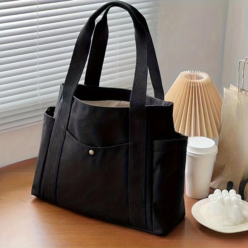 Multiple Pockets Canvas Tote Bag Spacious Canvas Tote Bag with Multiple Pockets Versatile Shoulder & Handbag for School, Work, Travel, and Shopping